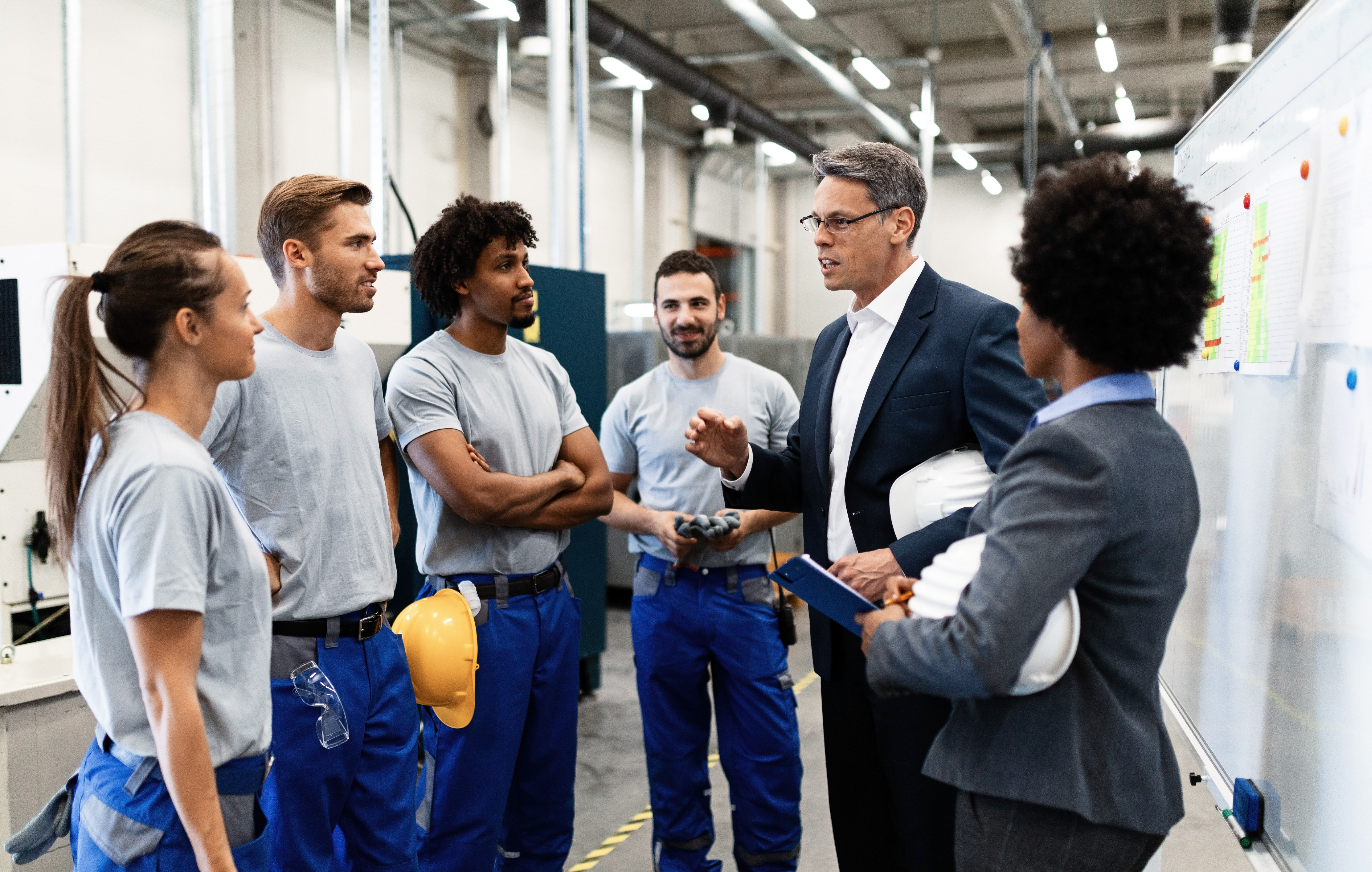 Team of engineers working together